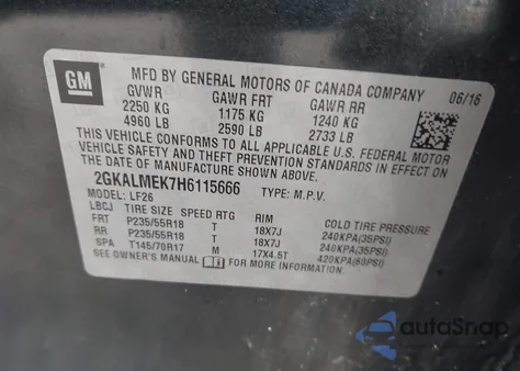 2017 GMC Terrain Sle-1 z USA, uszkodzony, nr VIN 2GKALMEK7H6115666